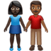 👩🏿‍🤝‍👨🏾 woman and man holding hands: dark skin tone, medium-dark skin tone display on Apple